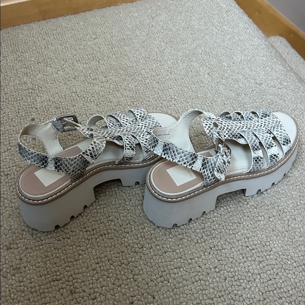 Dolce Vita Latice Sandals Grey White Embossed Leather - Picture 3 of 4
